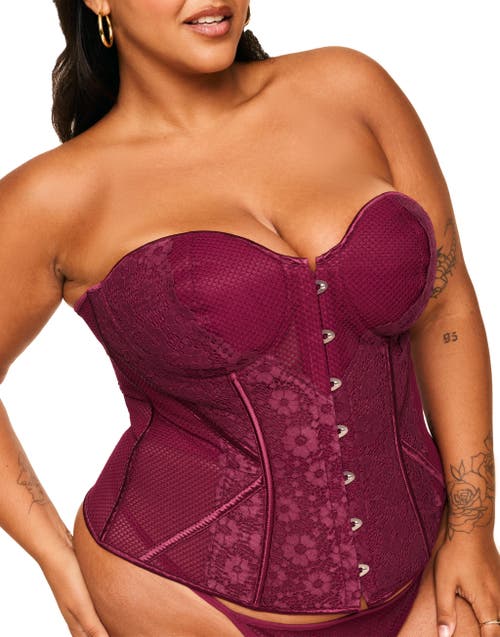 Adore Me Padma Sweetheart Corset & G-string Set In Dark Purple