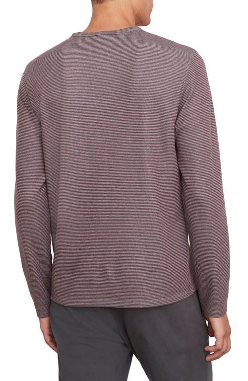 Vince Men's Stripe Long-sleeve Crewneck T-shirt In Med H Grey/beet Root