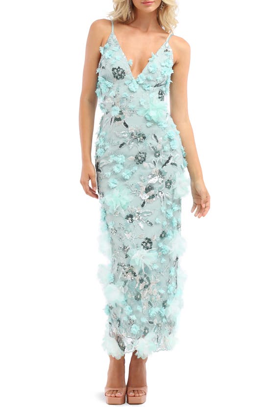 Shop Helsi Norah Sequin Floral Gown In Sage Floral