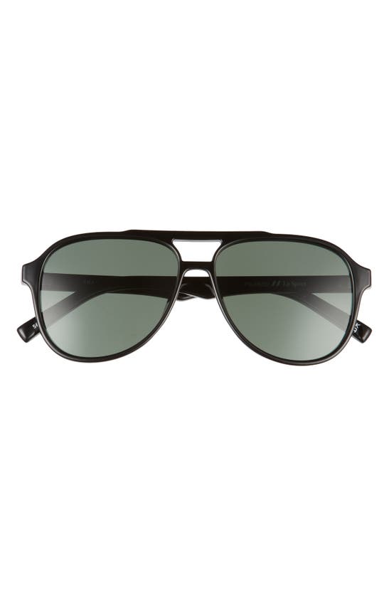 Le Specs Tragic Magic 56mm Aviator Sunglasses In Black/ Khaki Mono Polarized