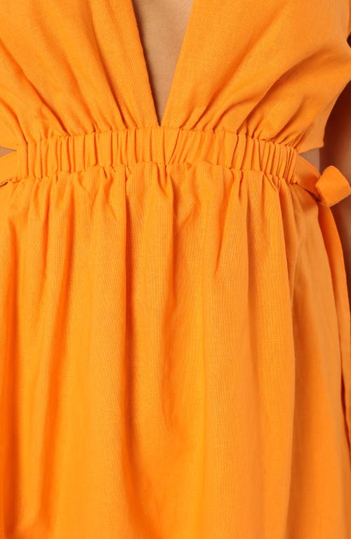 Petal And Pup Petal & Pup Sachie Puff Sleeve Cutout Minidress In Orange