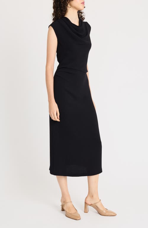 Shop Luxely Cowl Neck Midi Sheath Dress In Meteorite