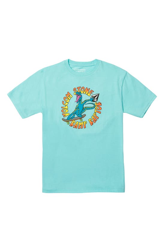 Shop Volcom Kids' Ramp Raptor Cotton Graphic T-shirt In Crete Blue