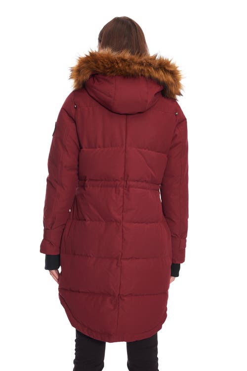 Alpine North Ukon Women's Vegan Down (recycled) Drawstring Parka In Oxblood