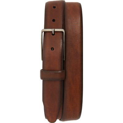 Johnston & Murphy Mini Embossed Leather Belt, Brown