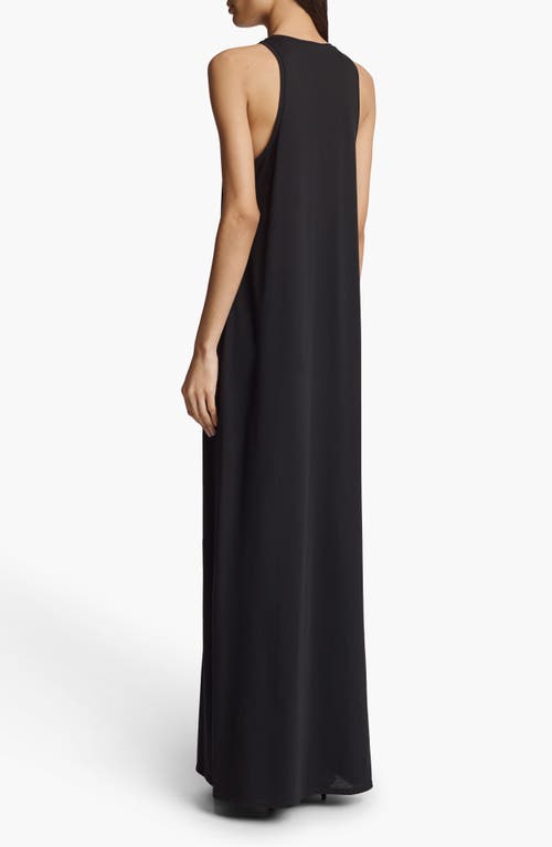 Shop Khaite Vernetta V-neck Sleeveless Cotton Blend Maxi Dess In Black