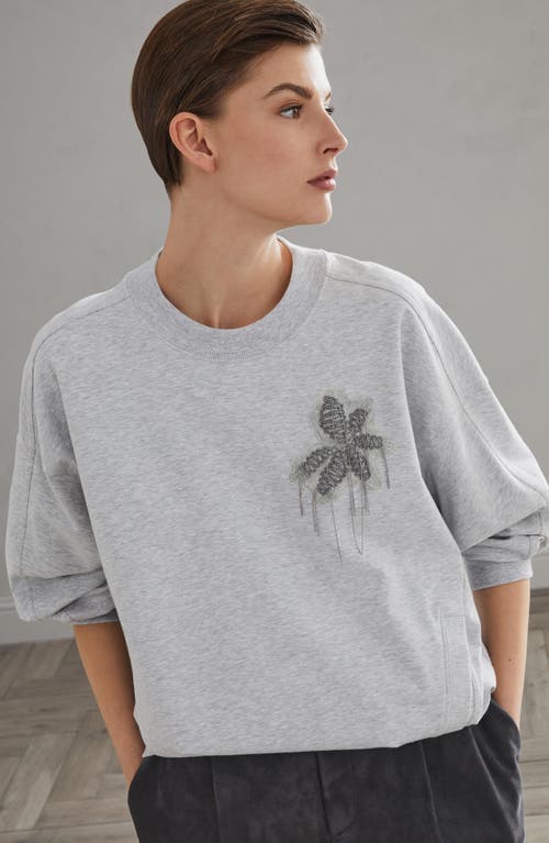 Shop Brunello Cucinelli Lightweight French Terry Sweatshirt In Silver