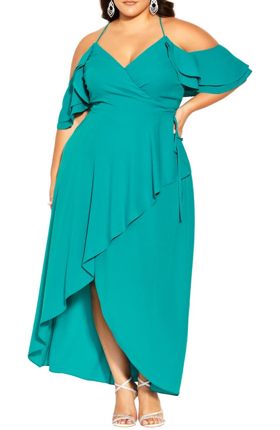 City Chic Elegant Maxi Wrap Dress In Dark Violet | ModeSens