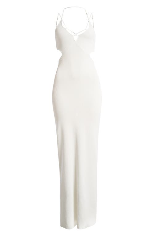 Shop Mistress Rocks Strappy Cutout Rib Midi Dress In White