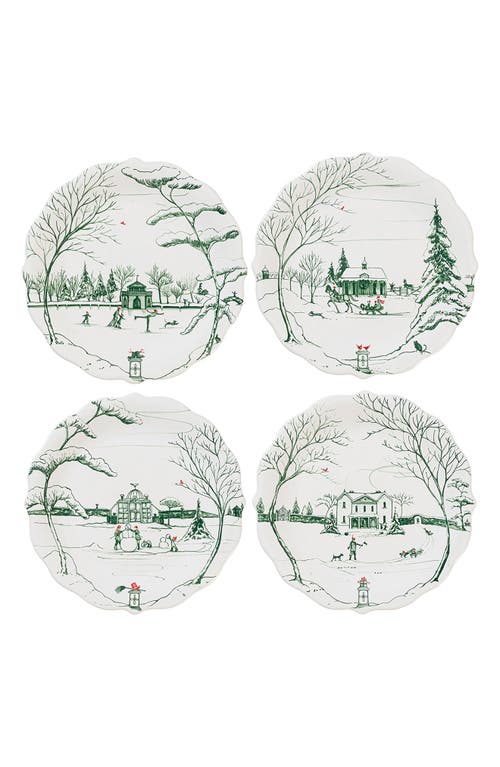 Juliska Country Estate Winter Frolic Set Of 4 Party Plates In Evergreen