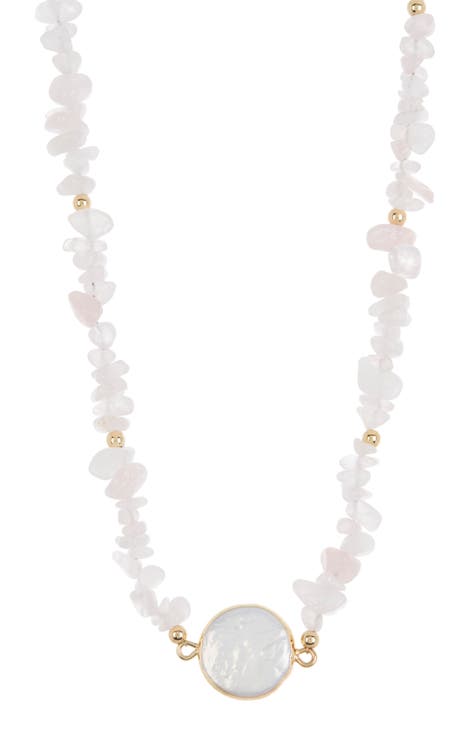 Mother-of-Pearl & Rose Quartz Beaded Necklace