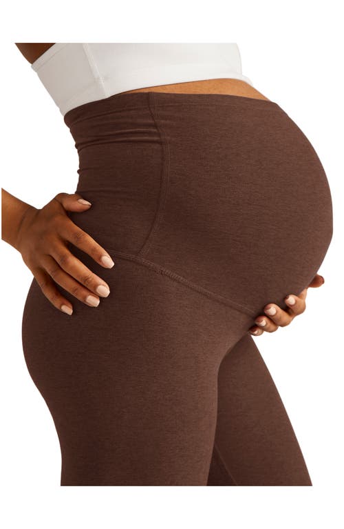 Shop Beyond Yoga Empire Waist Maternity Leggings In Bold Mocha Heather