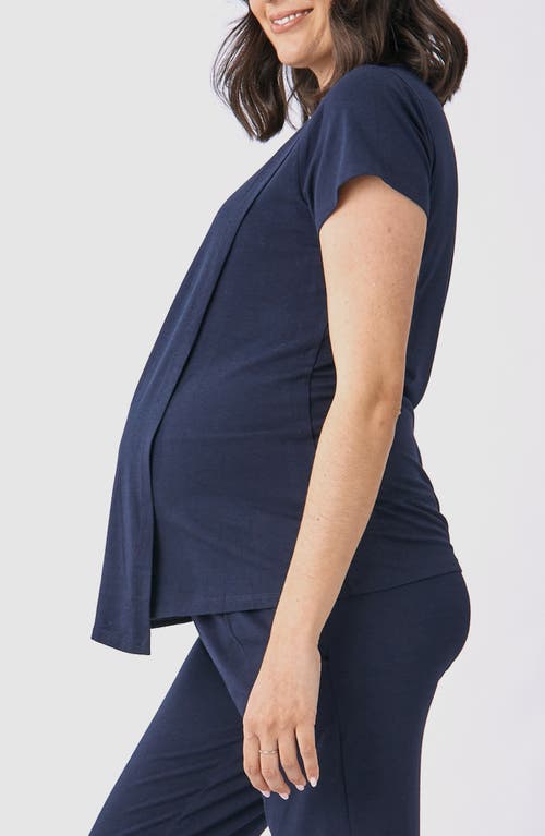 Shop Angel Maternity Petal Nursing Top In Navy