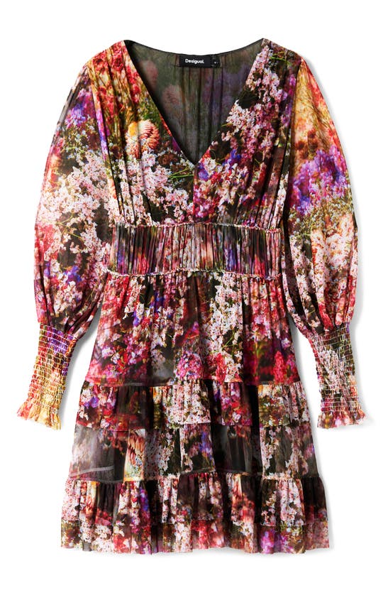 Shop Desigual Azalea Floral Print Long Sleeve Minidress In Mix