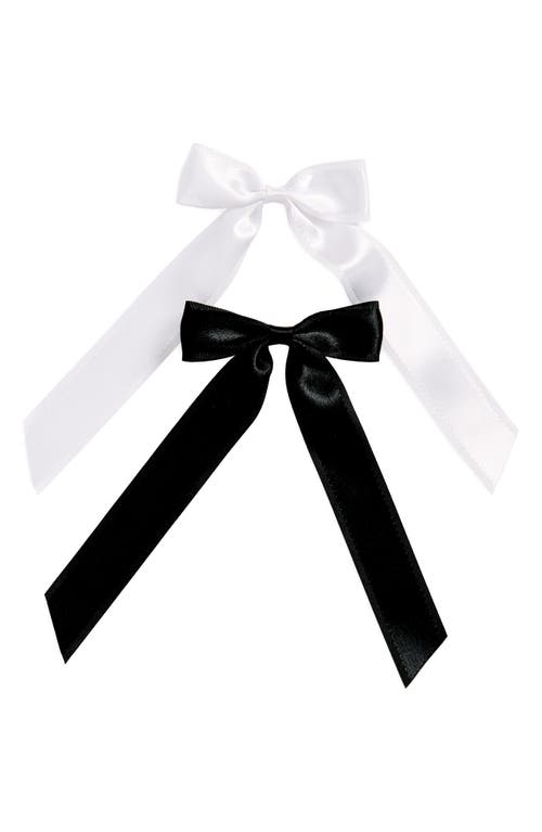 2-Pack Satin Bow Hair Clips in White- Black