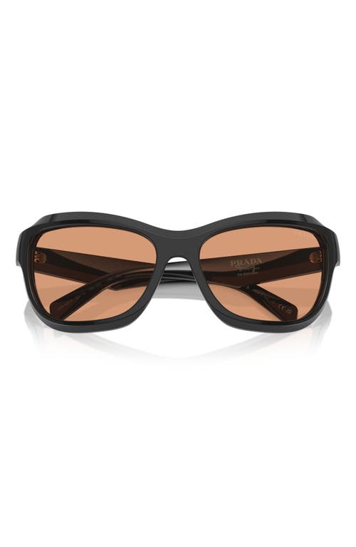 Prada 63mm Oversize Butterfly Sunglasses In Black