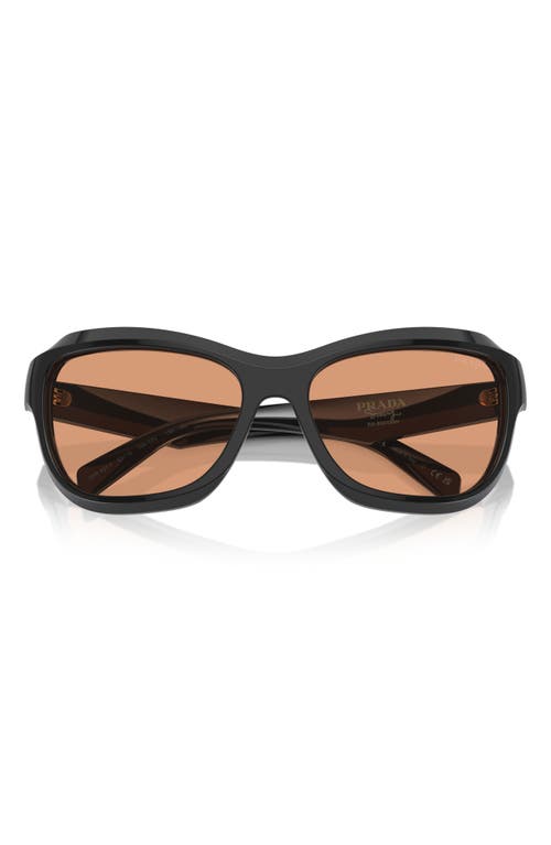 Shop Prada 63mm Oversize Butterfly Sunglasses In Black