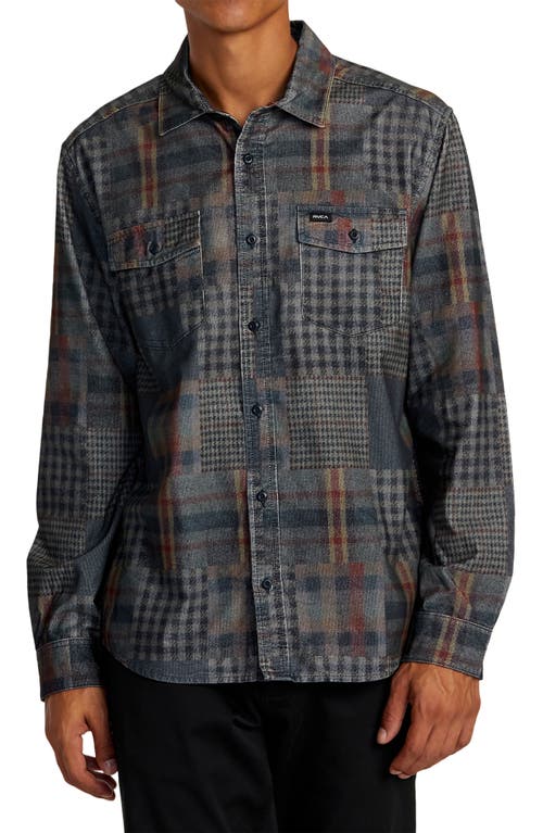 Shop Rvca Freeman Corduroy Button-up Shirt In Navy Marine