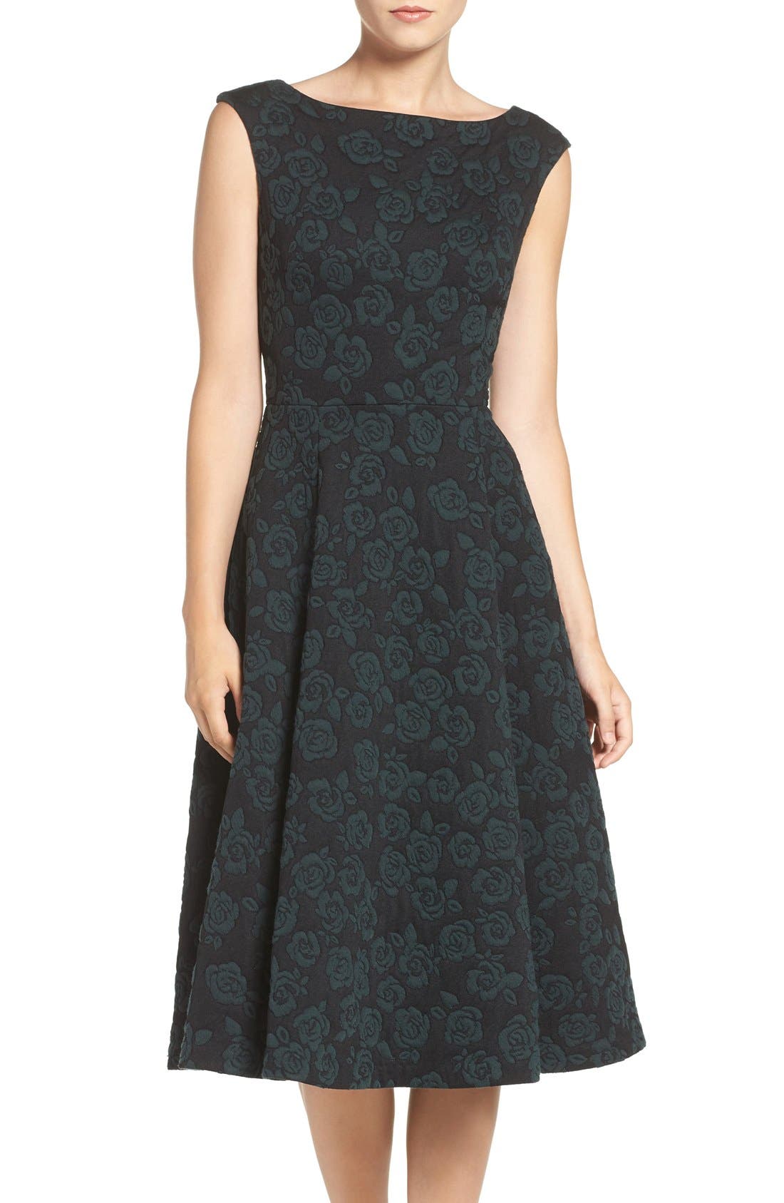 Betsey Johnson Floral Jacquard Fit & Flare Midi Dress Nordstrom