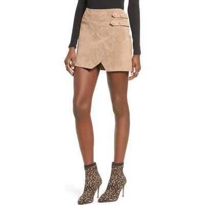 Blanknyc Suede Miniskirt, Beige