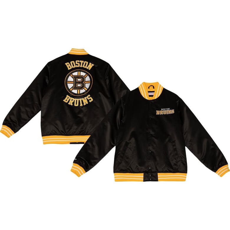 Mitchell & Ness Black Boston Bruins Heavyweight Satin Full-snap Jacket