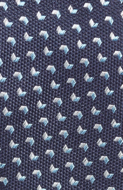 Hugo Boss Boss Geometric Pattern Silk Tie In Navy