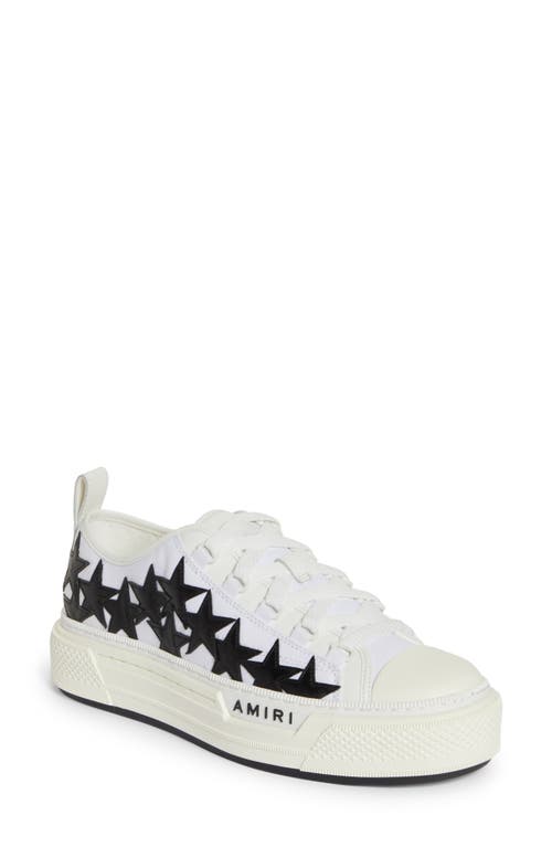 AMIRI Stars Court Low Sneaker in White/Black-Canvas /Leather