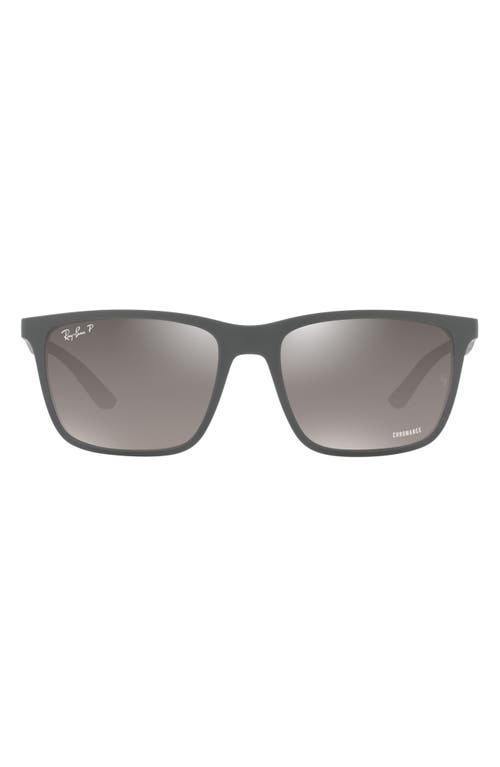 Ray-Ban 58mm Mirrored Polarized Rectangular Sunglasses in Matte Grey at Nordstrom