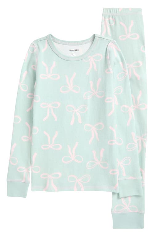NORDSTROM NORDSTROM KIDS' PRINT FITTED COTTON TWO-PIECE PAJAMA SET