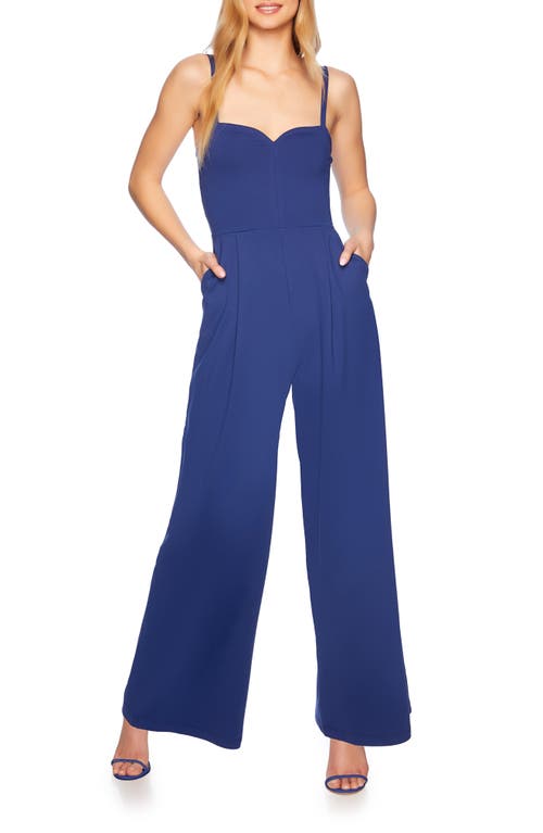 Shop Susana Monaco Sweetheart Neck Wide Leg Jumpsuit In Lake