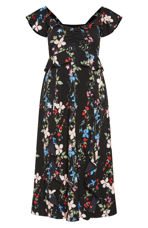 Shop City Chic Frill Fee Print Maxi Dress In Floral Display