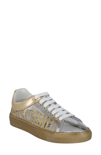 Moschino Transparent Sneaker In Gold