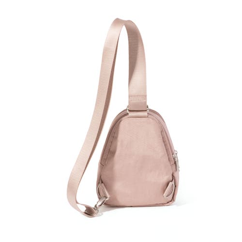 Baggallini Double Zip Mini Sling Bag In Blush Shimmer