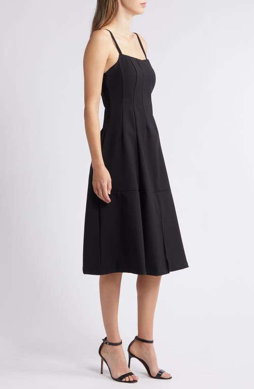 Shop Melloday Seam Detail Midi Dress In Black