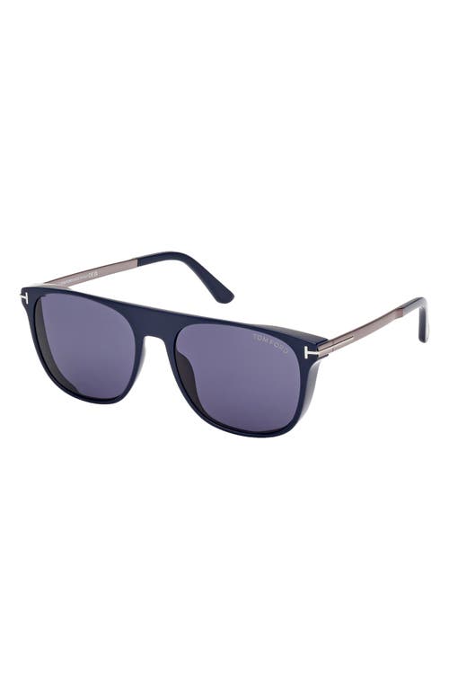 Shop Tom Ford Lionel 55mm Square Sunglasses In Navy Gunmental/blue