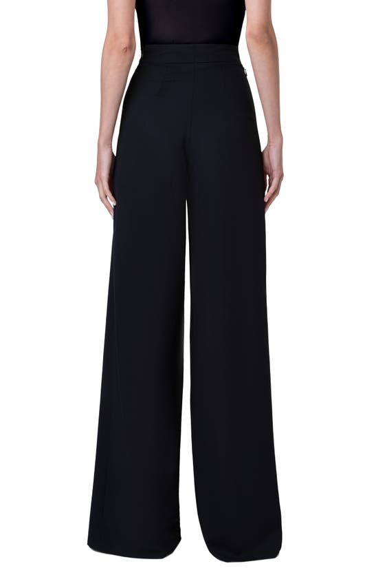 Shop Akris Miyuki Wide Leg Pleated Techno Twill Pants In Black