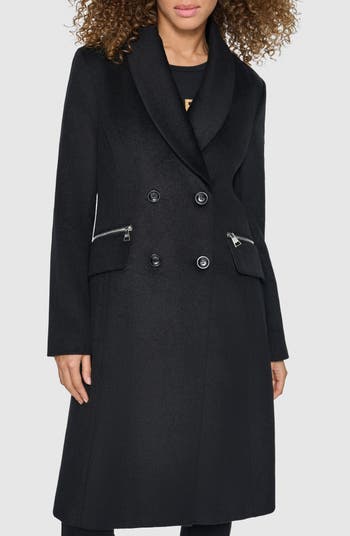 KARL LAGERFELD PARIS Shawl Collar Wool Blend Coat | Nordstrom