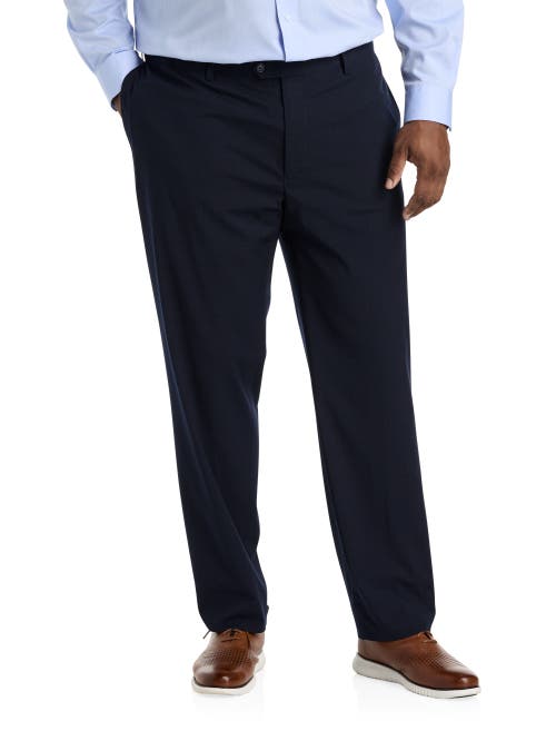 Shop Oak Hill Premium By Dxl Waist-relaxer Small Plaid Dress Pants In Navy