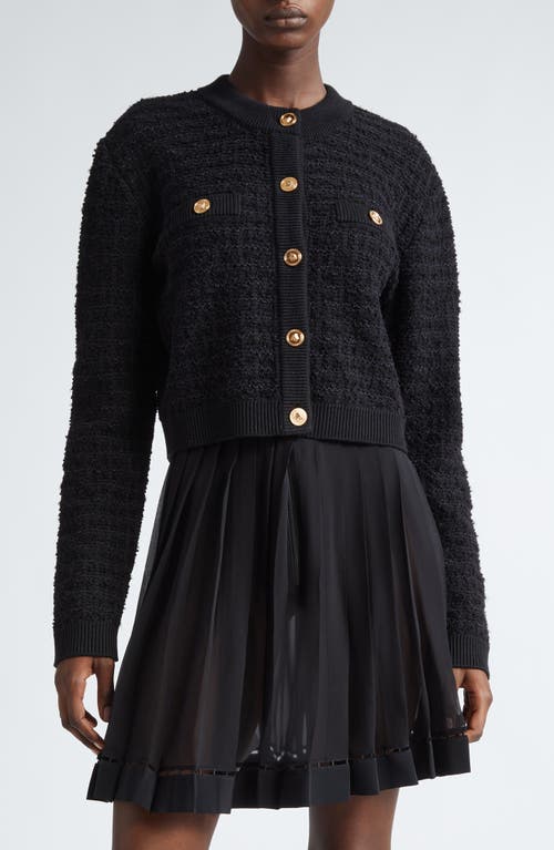 Versace Wool Blend College Tweed Cardigan Black at Nordstrom, Us