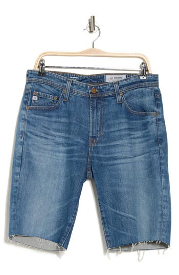 Ag The Griffin Tailored Cut-off Denim Shorts In Blue
