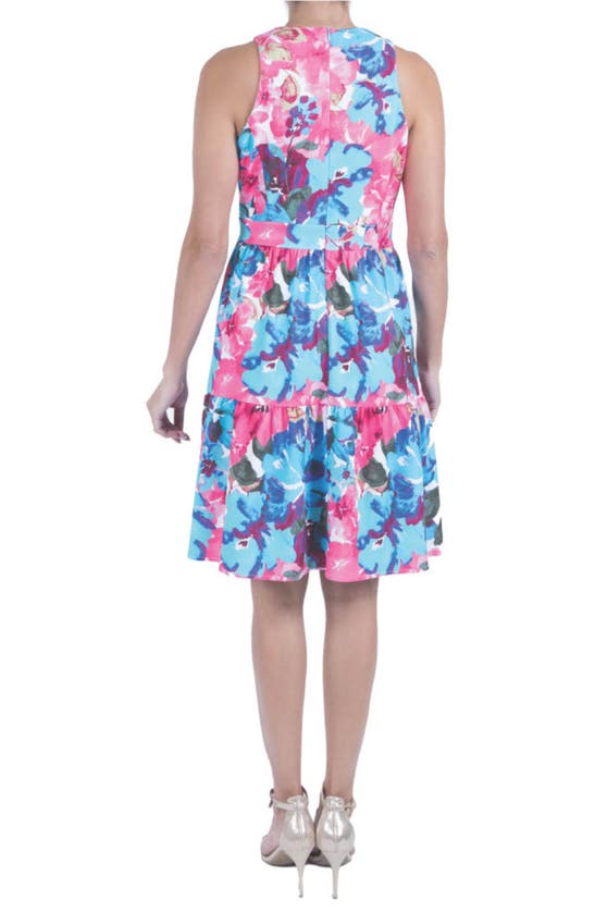 Shop Julia Jordan Floral Sleeveless Fit & Flare Dress In Blue Multi