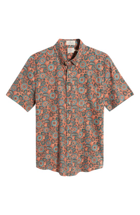 Shop Faherty Breeze Short Sleeve Button-down Shirt In Rose Turquoise Blossom