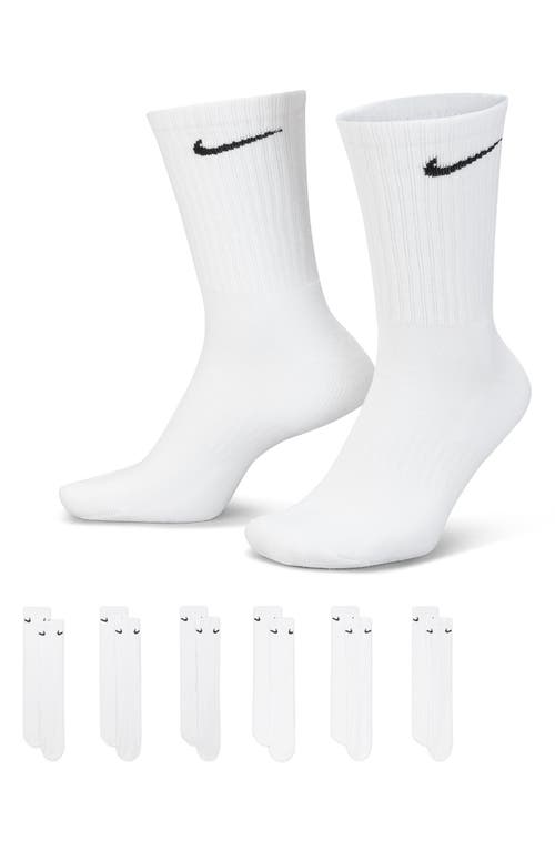 Nike Kids' 6-pack Everyday Cushioned Training Crew Socks In 100 White/black