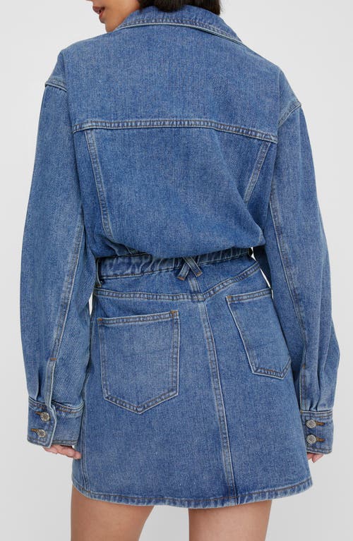 Shop Nasty Gal Long Sleeve Denim Shirtdress In Authentic Mid Wash