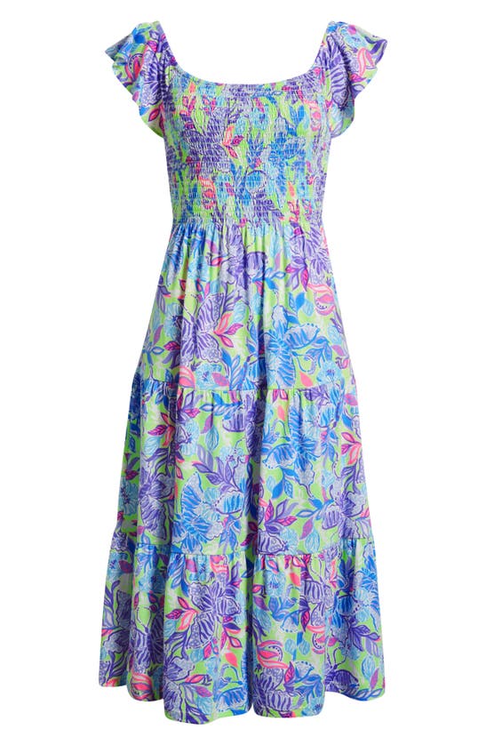 Lilly Pulitzer Jilly Floral Smocked A-line Cotton Dress In Dew Drop ...