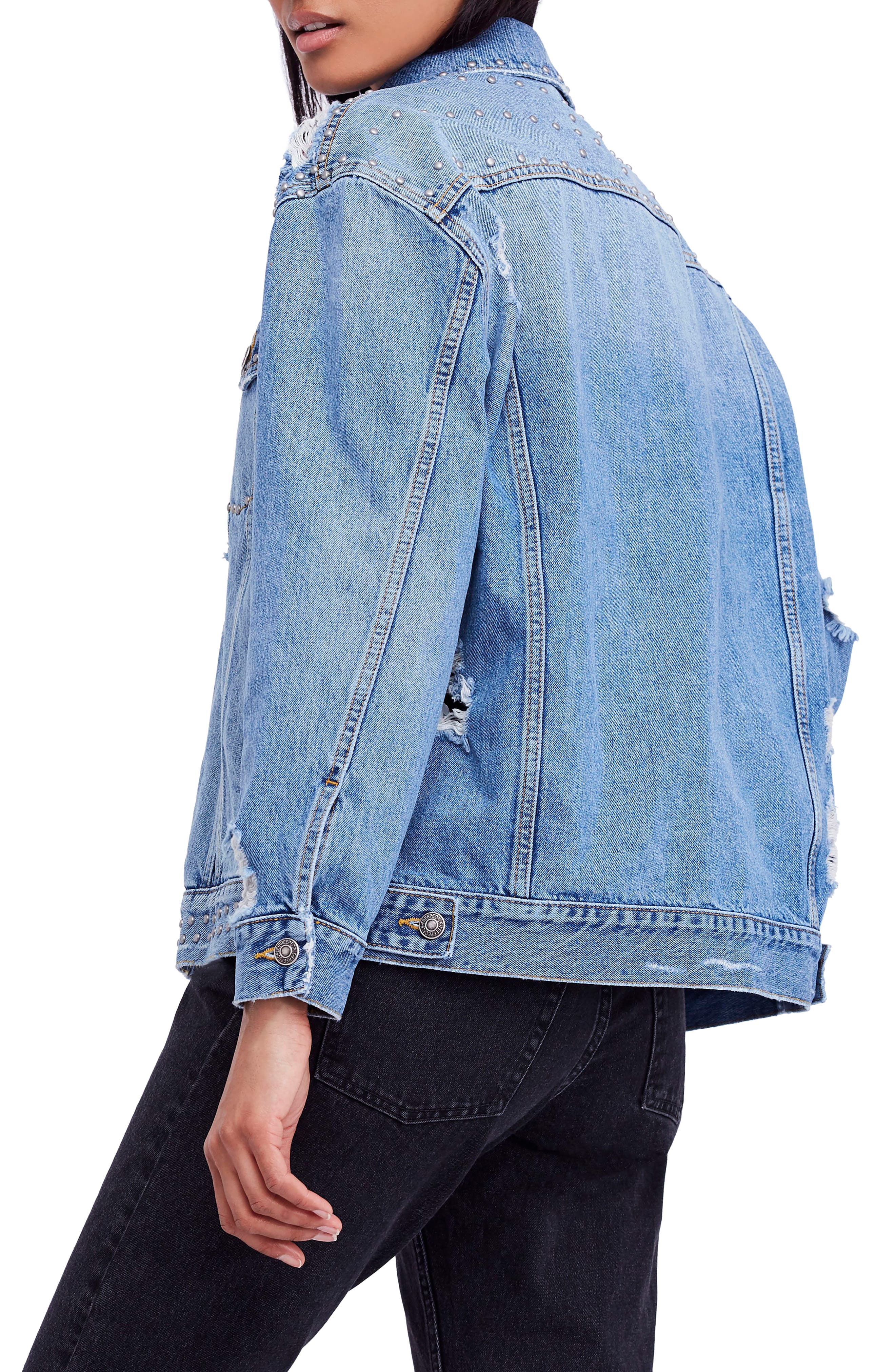 free people studded denim jacket