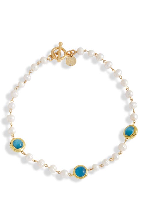 Shop Karine Sultan Crystal Station Cultured Pearl Necklace In Gold