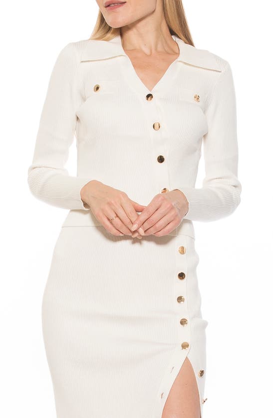 Alexia Admor Sam Asymmetrical Button Front Top In Ivory