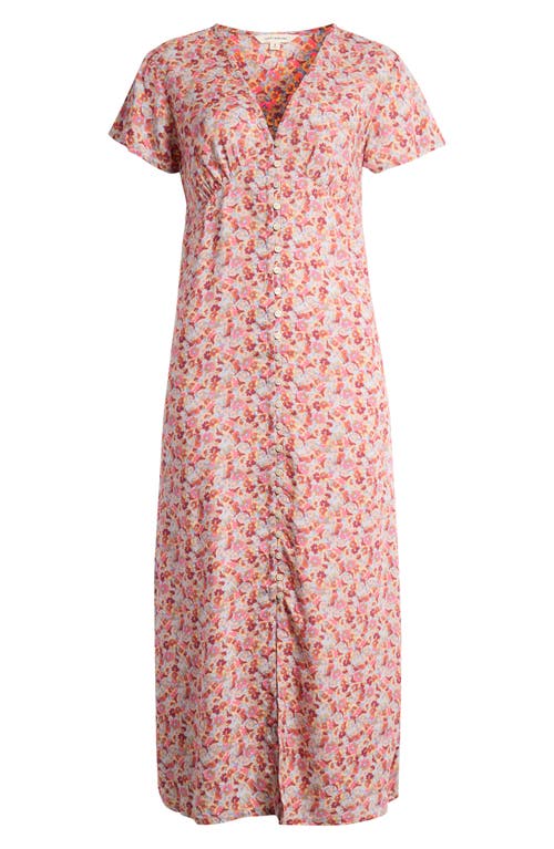 Lucky Brand Print Button Front Midi Dress Multi at Nordstrom,