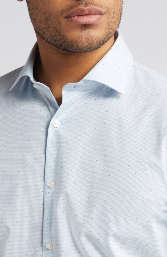 Shop Nordstrom Tech-smart Extra Trim Fit Dot Print Performance Dress Shirt In White - Blue Dobby Eloy Grid